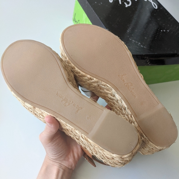 New! SAM EDELMAN Darline Gold Leather Espadrilles Wedge Sandals Heel Size 9.5 - Picture 16 of 16